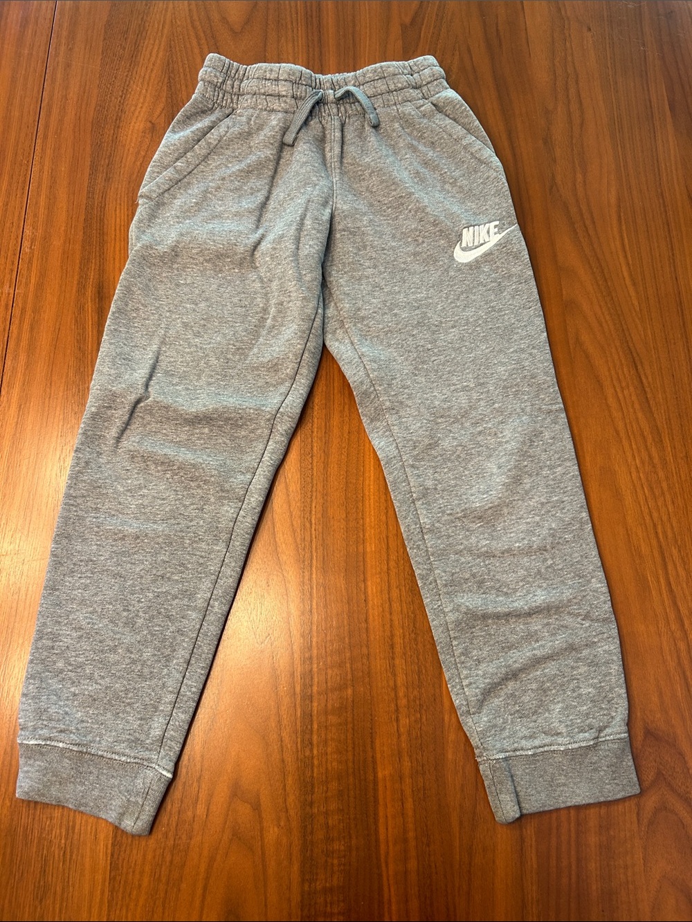 Nike Kids Gray Fleece Joggers with White Swoosh